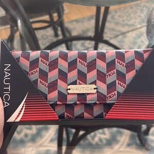 Nautica Women's Chevron Red and Navy Wallet